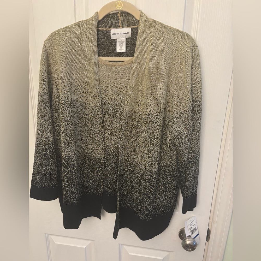 Alfred Dunner Black and Gold Cardigan. 2 in 1. NWT